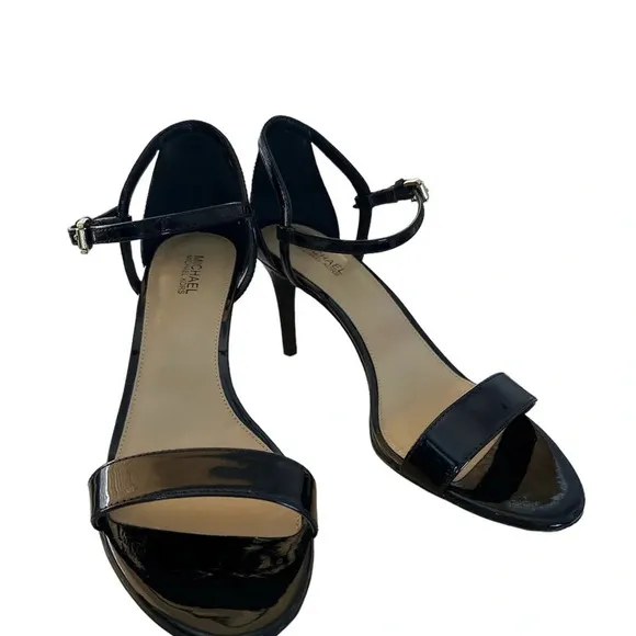 Michael MICHAEL KORS Simone Mid Patent Open Toe Shoes 8M