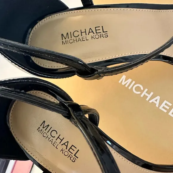 Michael MICHAEL KORS Simone Mid Patent Open Toe Shoes 8M