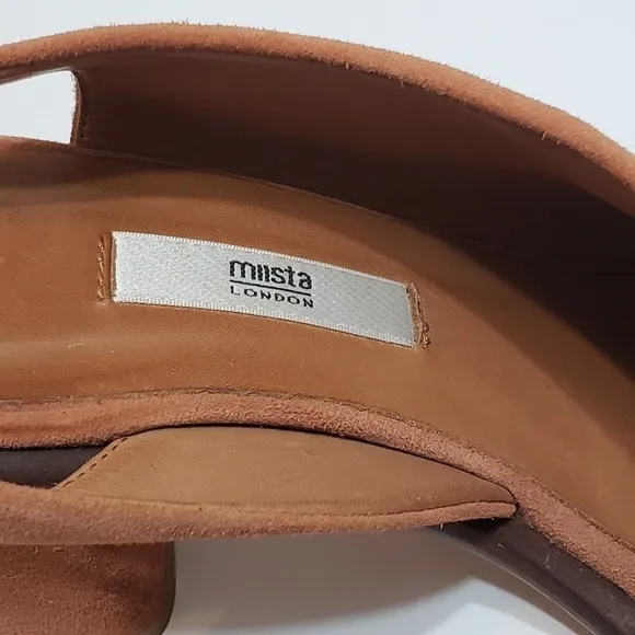 Miista London Suede Block Heel Open Toe Slingback