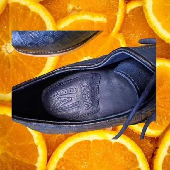 Mikcon Blue Patterned Wingtip Oxford Shoes Size‎ 10