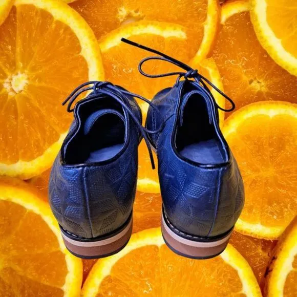 Mikcon Blue Patterned Wingtip Oxford Shoes Size‎ 10