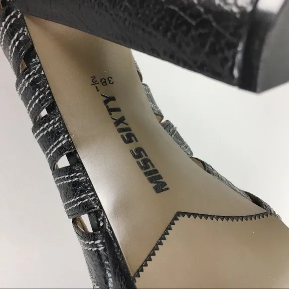 Miss Sixty Women's Black Leather Sasha Platform Heels Pumps Shoes 38.5 EU 8.5 US