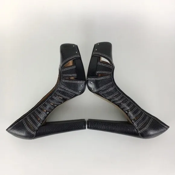 Miss Sixty Women's Black Leather Sasha Platform Heels Pumps Shoes 38.5 EU 8.5 US