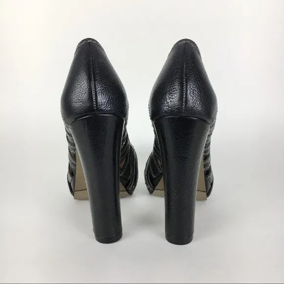 Miss Sixty Women's Black Leather Sasha Platform Heels Pumps Shoes 38.5 EU 8.5 US