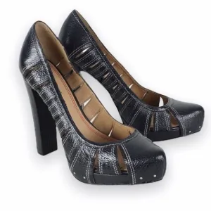 Miss Sixty Women's Black Leather Sasha Platform Heels Pumps Shoes 38.5 EU 8.5 US