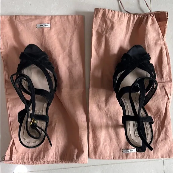 Miu Miu Black Strappy Women's Sandals