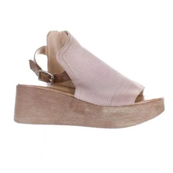Miz Mooz Giselle Pearl Leather Ankle Strap Sandal Wedge Heels EUR 39 US 8.5 - 9