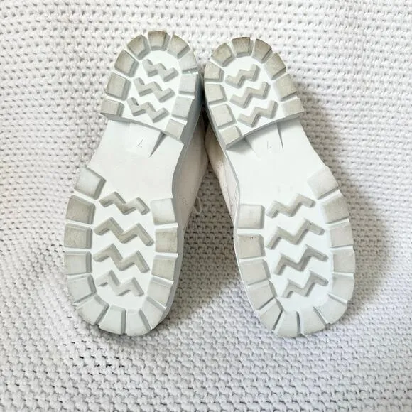 Mudd Y2K White Canvas Lug Sole Platform Square Toe Mule Slip On Lace Up Shoes 7