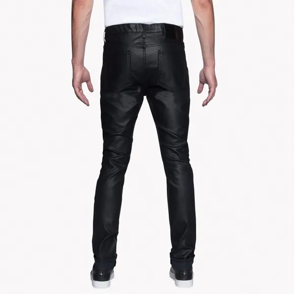 Naked And Famous Men Stacked Guy Wax Coated Black Stretch Jeans Size 31