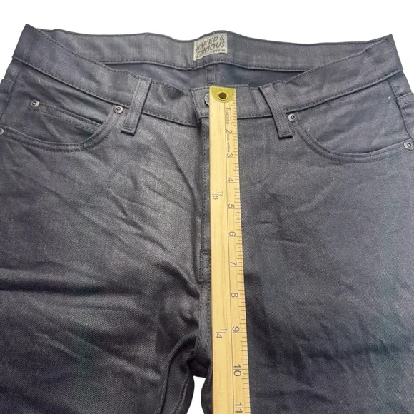 Naked And Famous Men Stacked Guy Wax Coated Black Stretch Jeans Size 31