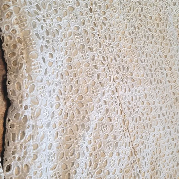 Nanette Lepore Cold Shoulder Eyelet A Line White Mini Dress Bell Sleeves Size 6