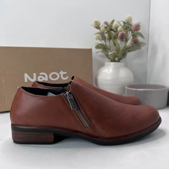 Naot Autan Brown Peanut Leather Double Side Zipper Shoes 17481 Women's EU 40/9