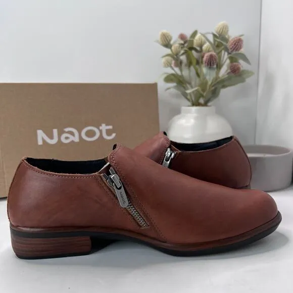 Naot Autan Brown Peanut Leather Double Side Zipper Shoes 17481 Women's EU 40/9