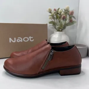 Naot Autan Brown Peanut Leather Double Side Zipper Shoes 17481 Women's EU 40/9