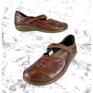 NAOT Womens Matai Mary Jane Comfort Flat Shoes Size EU40/US9-9.5 Brown Leather