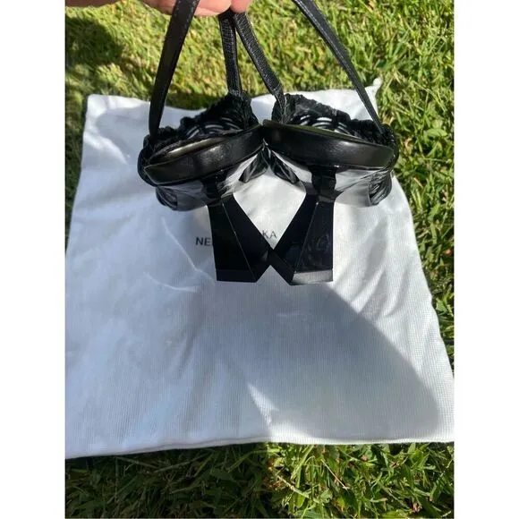 NENSI DOJAKA Black Slingback Heels in Black Size 39 EU 8 US MSRP: $1,090