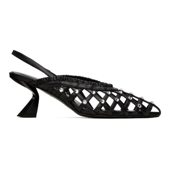 NENSI DOJAKA Black Slingback Heels in Black Size 39 EU 8 US MSRP: $1,090