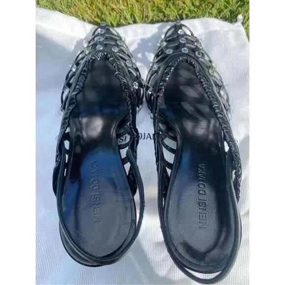 NENSI DOJAKA Black Slingback Heels in Black Size 39 EU 8 US MSRP: $1,090