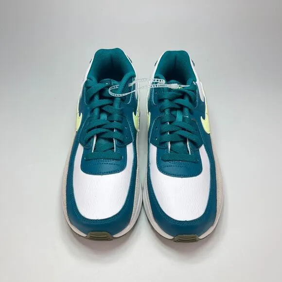 New Air Max 90 Leather GS Bright Spruce Barely Volt Athletic Shoes Youth Size 7