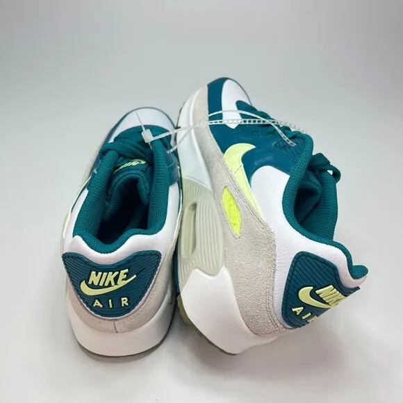 New Air Max 90 Leather GS Bright Spruce Barely Volt Athletic Shoes Youth Size 7
