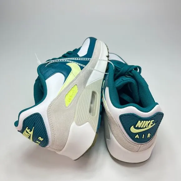 New Air Max 90 Leather GS Bright Spruce Barely Volt Athletic Shoes Youth Size 7