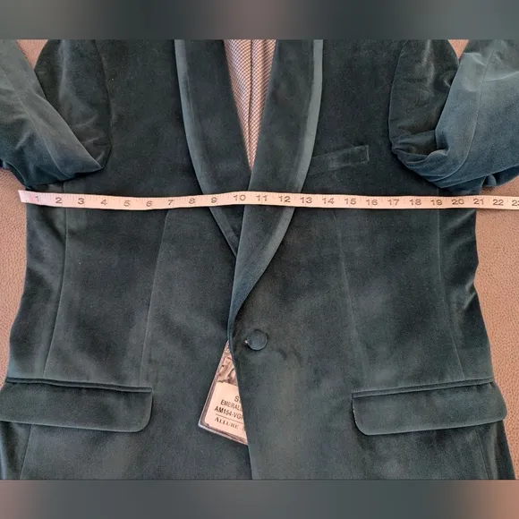 NEW Allure Green Velvet Jacket Mens 40 Reg Slim Blazer Groom Tuxedo Formal