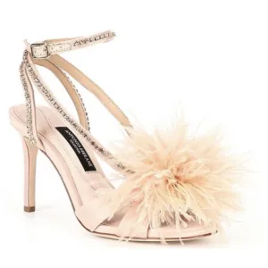 NEW Antonio Melani Collection Aurora Feathered Rhinestone Dress Sandals in Blush