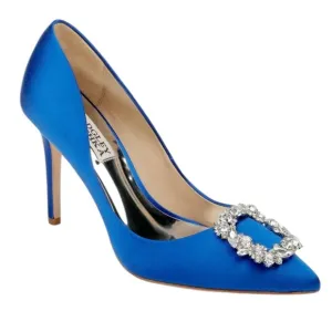New! Badgley Mischka Collection Cher Embellished Pump Satin Blue Rhinestone