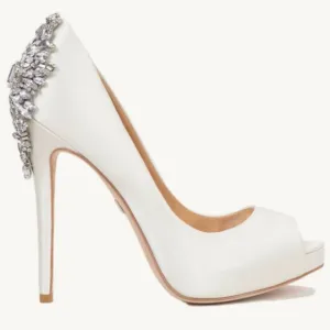 New! Badgley Mischka Kiara Embellished Peep-toe Pump
