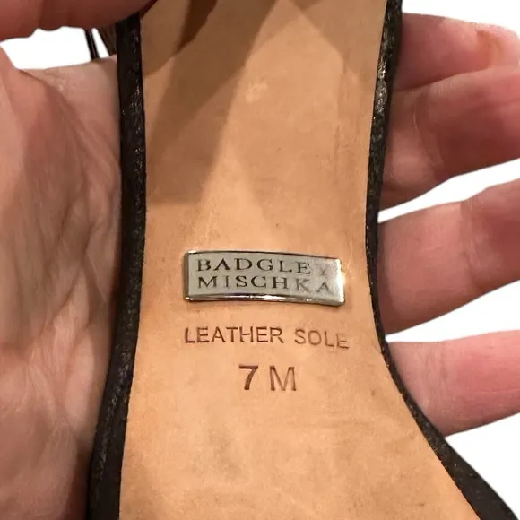 NEW BADGLEY MISCHSKA COPPER BROWN SHIMMER ANKLE STRAP STILETTOS LEATHER SHOES 7