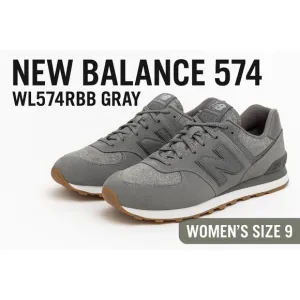 New Balance 574 WL574RBB Gray Suede Knit Shoes Women's Sz 9 Trail Inspired