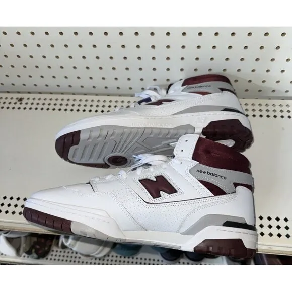 New Balance 650R Mens Leather Athletic Shoes Sneakers Size 10.5 White Burgundy