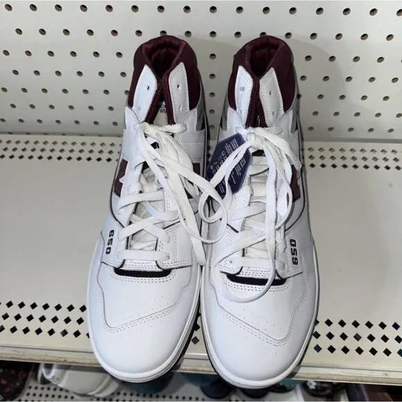 New Balance 650R Mens Leather Athletic Shoes Sneakers Size 10.5 White Burgundy