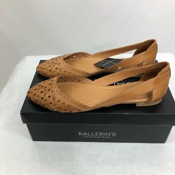 NEW Ballerin’s Hand Made Leather Flats Shoes, Size 41, US Size 10.5, Brown
