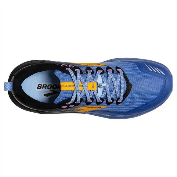 NEW BROOKS women's cascadia 16 running shoes in blue/black/yellow