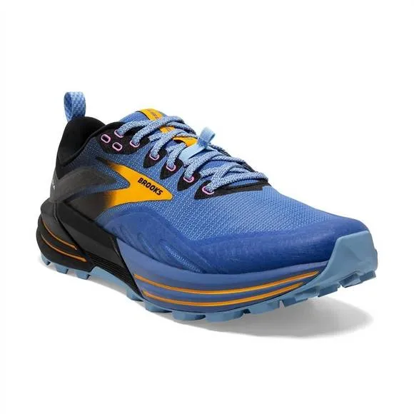 NEW BROOKS women's cascadia 16 running shoes in blue/black/yellow