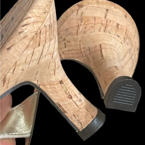 New! Chico's Cork Open Toe Heel Sandals size 10M