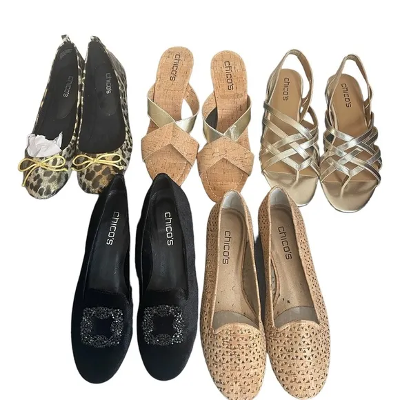 New! Chico's Cork Open Toe Heel Sandals size 10M