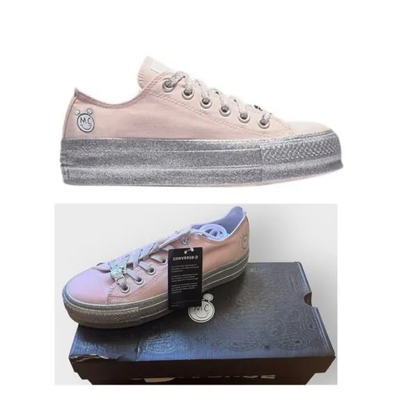 NEW Converse x Miley Cyrus Chuck Taylor All Star Low Lift Size 6 PINK/SILVER