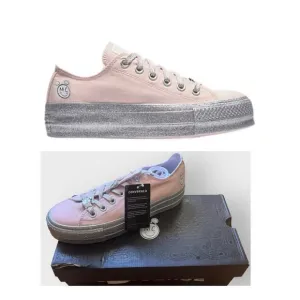 NEW Converse x Miley Cyrus Chuck Taylor All Star Low Lift Size 6 PINK/SILVER