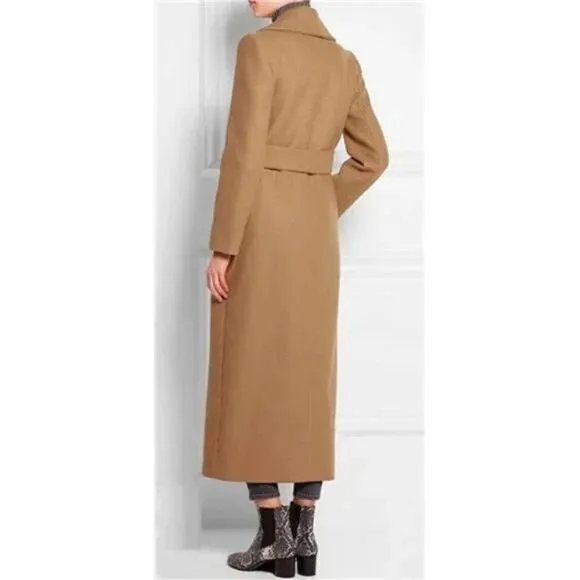 New Elegant Coat Belt for Women Camel Long Wool Belted Coat