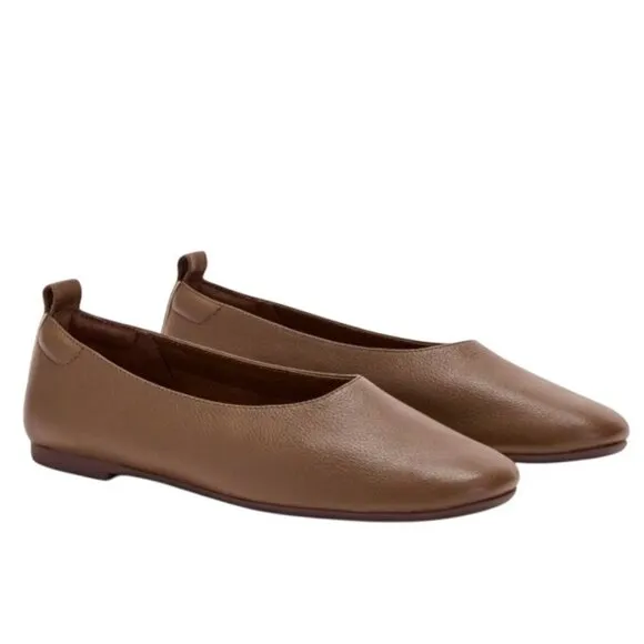 NEW Everlane The Day Glove Italian Leather Flats in Cocoa Brown, Size 5.5