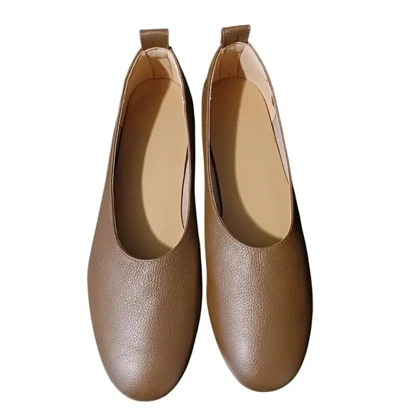 NEW Everlane The Day Glove Italian Leather Flats in Cocoa Brown, Size 5.5