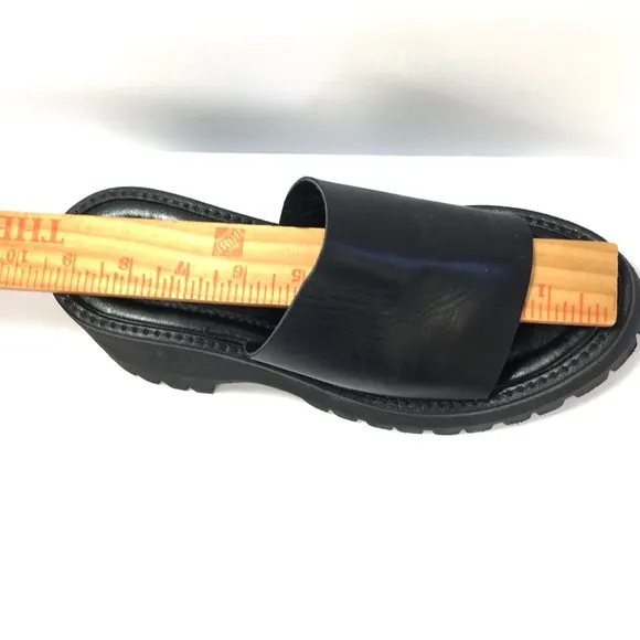 New Free People Made In Italy Winona Wedge Leather Sandals In Black Sz 37 (US 7)