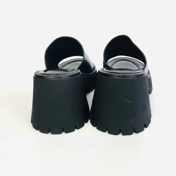 New Free People Made In Italy Winona Wedge Leather Sandals In Black Sz 37 (US 7)