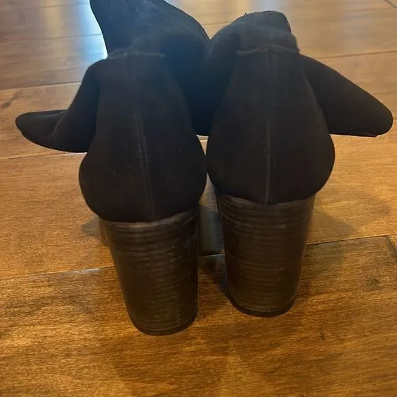 New Free People Dakota Black Suede Heel Ankle Boots EU 38 US 8