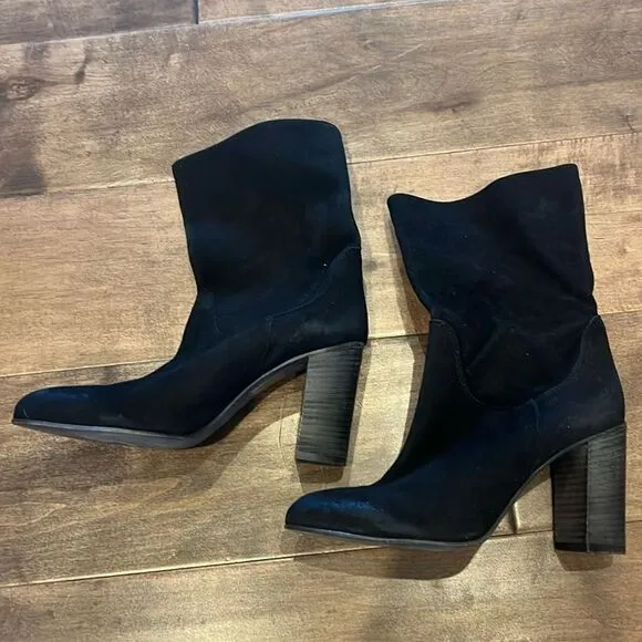 New Free People Dakota Black Suede Heel Ankle Boots EU 38 US 8