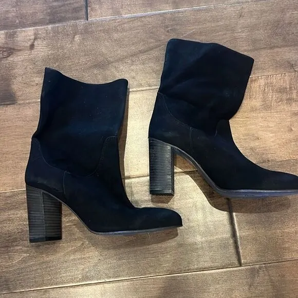 New Free People Dakota Black Suede Heel Ankle Boots EU 38 US 8