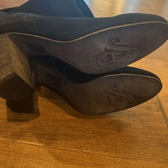New Free People Dakota Black Suede Heel Ankle Boots EU 38 US 8