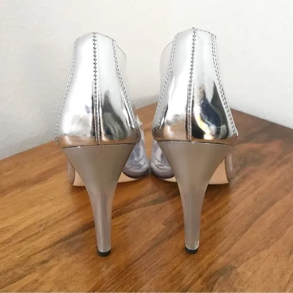 New GOOD AMERICAN Clear Cinderella Rhinestone Heel Stiletto Silver Size 11